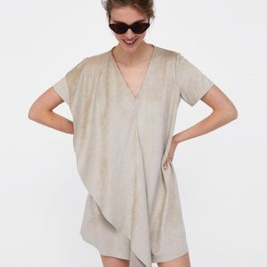 Zara Faux Suede V Neck Oversized Dress